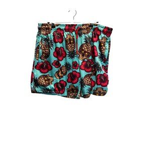 Tropical Skull & Pineapple Design Athletic Shorts W/ Pockets & Drawstring CMBT C